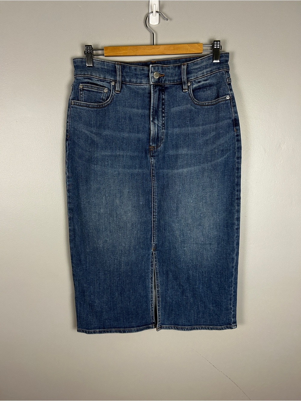 RICKI'S‎ NWT Stretch Denim Midi Skirt Blue Sz 8 High Rise Western Casual Summer